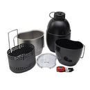 BCB Dragon 6-piece compact camping cooking set with canteen, mug, cooker, lid, and fire starter kit.