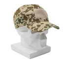 Leo Kohler field military baseball cap in tropentarn camouflage with adjustable fit and peaked brim on white mannequin head