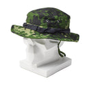 Original Danish Military M84 camo boonie hat with wide brim, adjustable strap, and summer tropical design for outdoor use