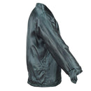 Side view of original Greek military M65 field jacket faux fur liner in dark green winter uniform style