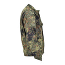 Side view of TACGEAR German Army style Flecktarn camo tactical field jacket with multiple pockets and reinforced elbows