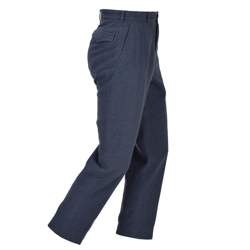 Pantalon de costume militaire norvégien original en laine bleue, pantalon de campagne formel vintage