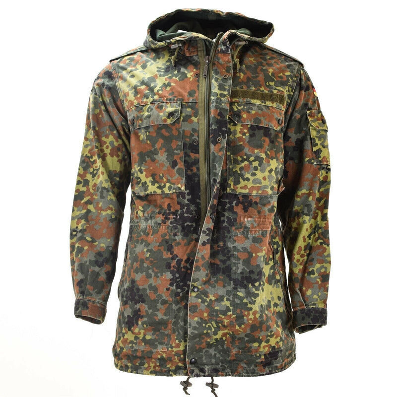 Veste de campagne parka originale de l'armée allemande, camouflage Flecktarn avec doublure