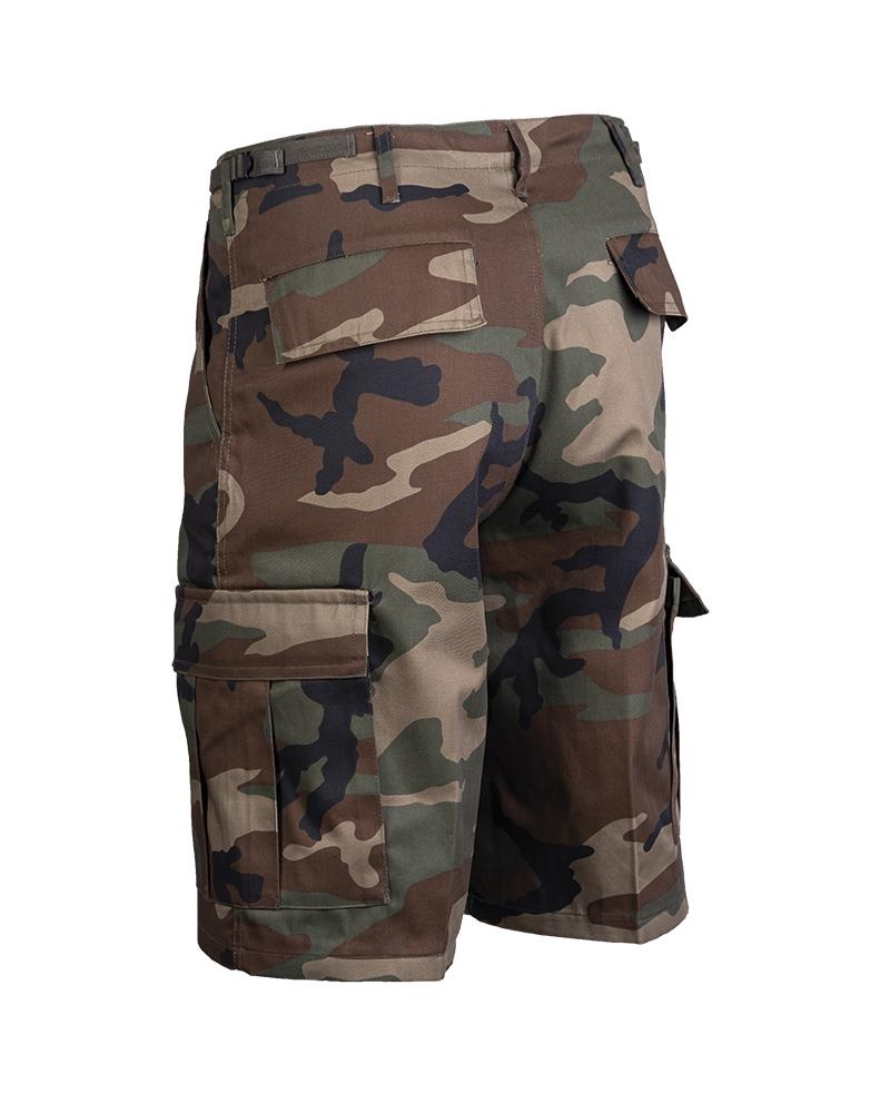 Short militaire cargo BDU de marque Mil-Tec style militaire camouflage Woodland bermuda