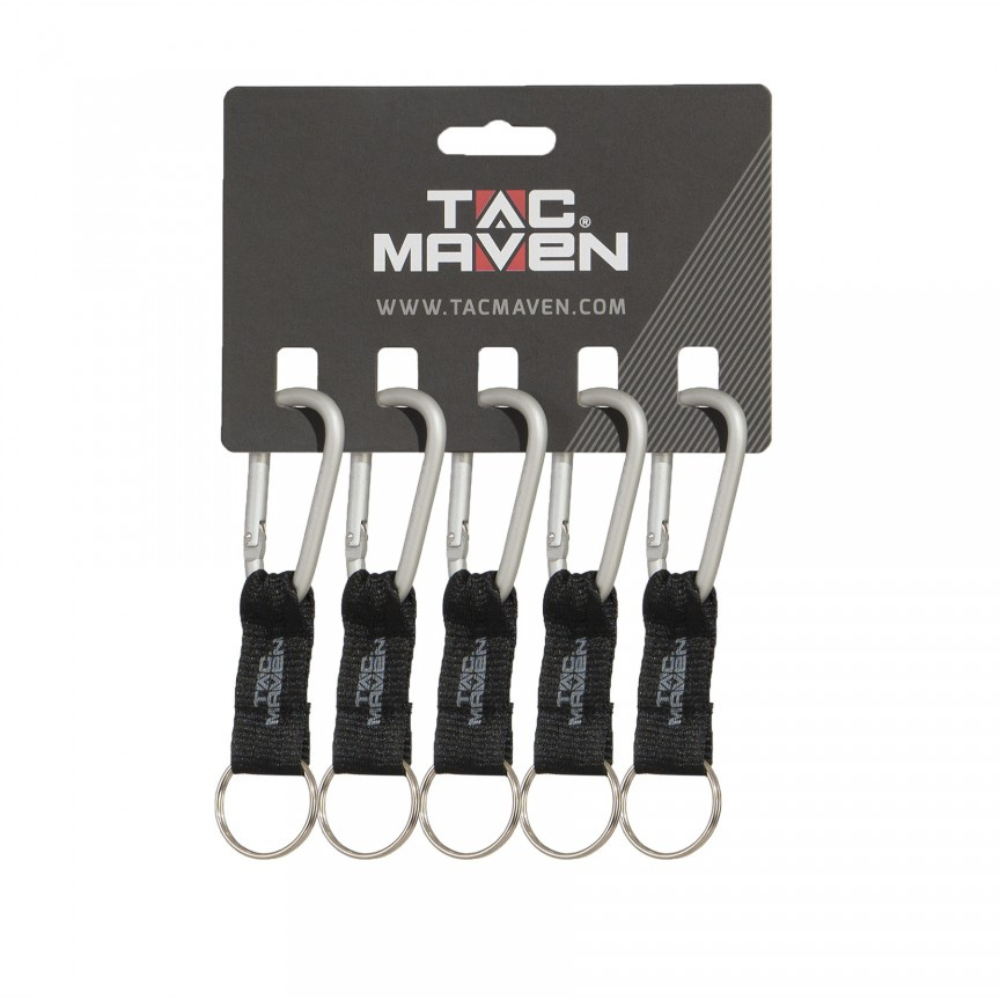 TAC MAVEN Mousquetons en aluminium de 6 mm, paquet de 5 pinces à clés d'extérieur, équipement de camping