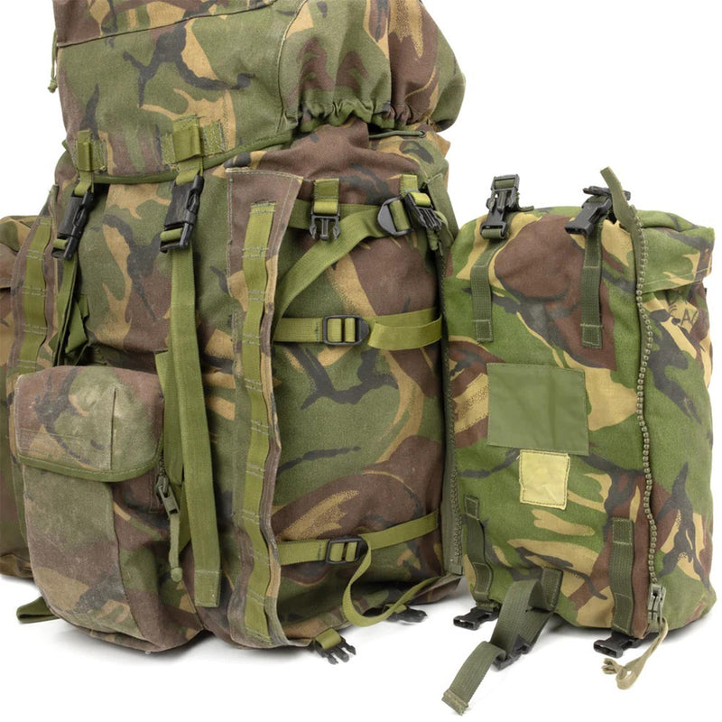 Sac à dos tactique militaire britannique original camouflage boisé 90 litres poches latérales