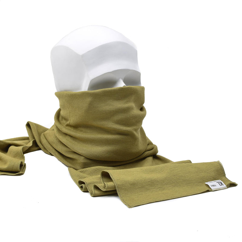 Véritable écharpe de l'armée néerlandaise kaki surplus militaire tube de cou laine mérinos coton NEUF