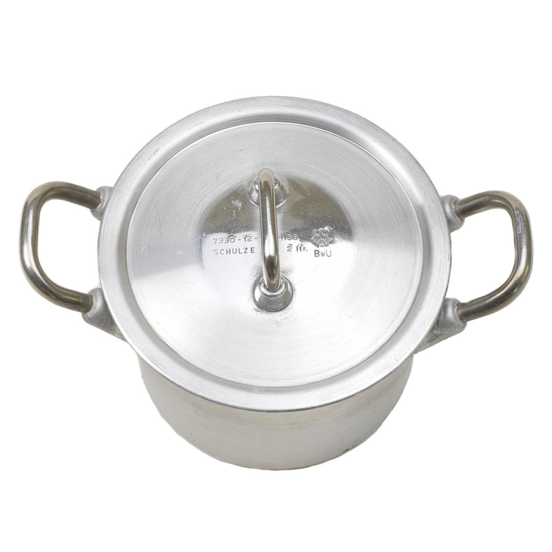 Couvercle de casserole militaire allemande d'origine en aluminium de 2 litres pour la randonnée BW Army Mess Kit NEUF