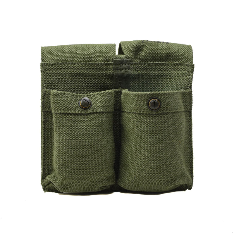 Pochette de chargeur originale de l'armée norvégienne, sac à munitions double vintage en toile verte NEUF