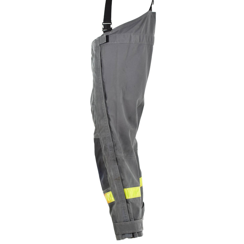 Pantalon de protection allemand gris authentique, salopette et bretelles en aramide résistant à la chaleur