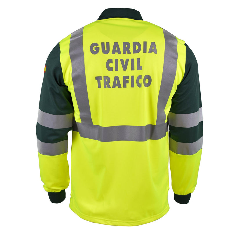 Polo espagnol authentique à manches longues avec veste réfléchissante jaune de la garde civile NEUF