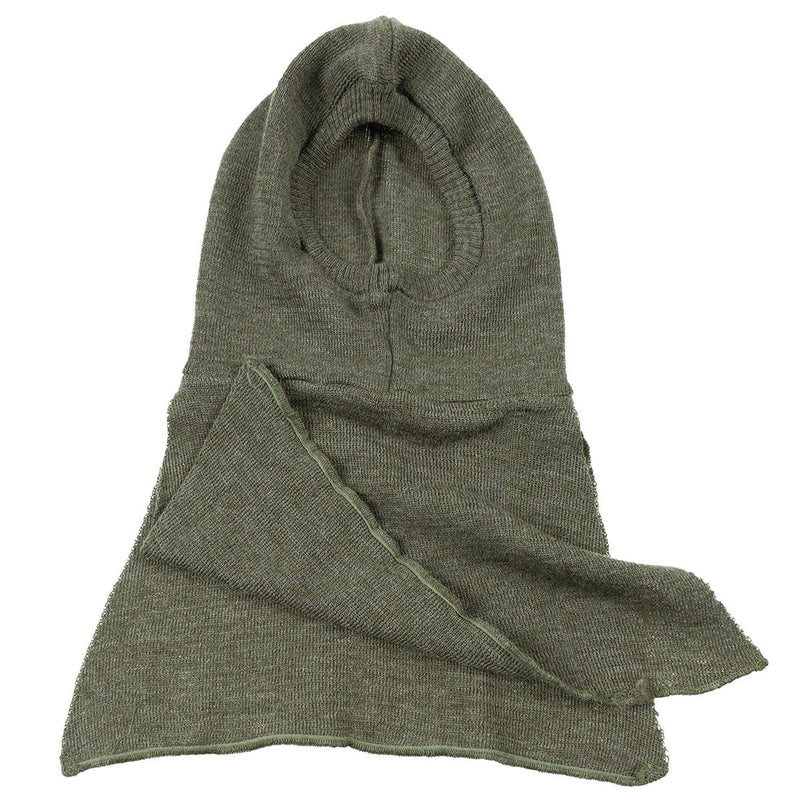 Cagoule militaire originale belge chaude olive en laine tricotée côtelée NEUF