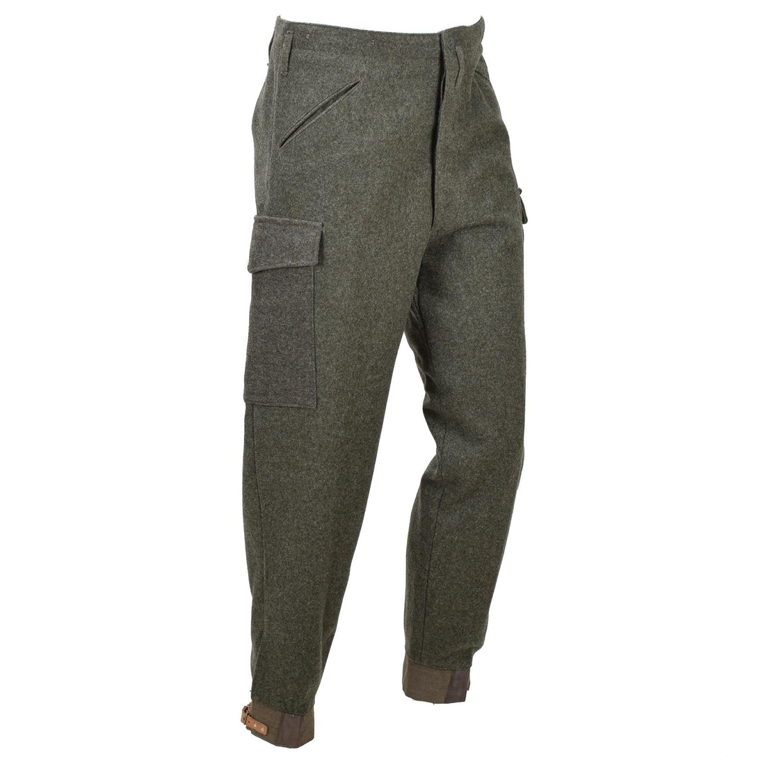 Pantalon de campagne original de l'armée suédoise M39/58 en laine cargo surplus vert olive