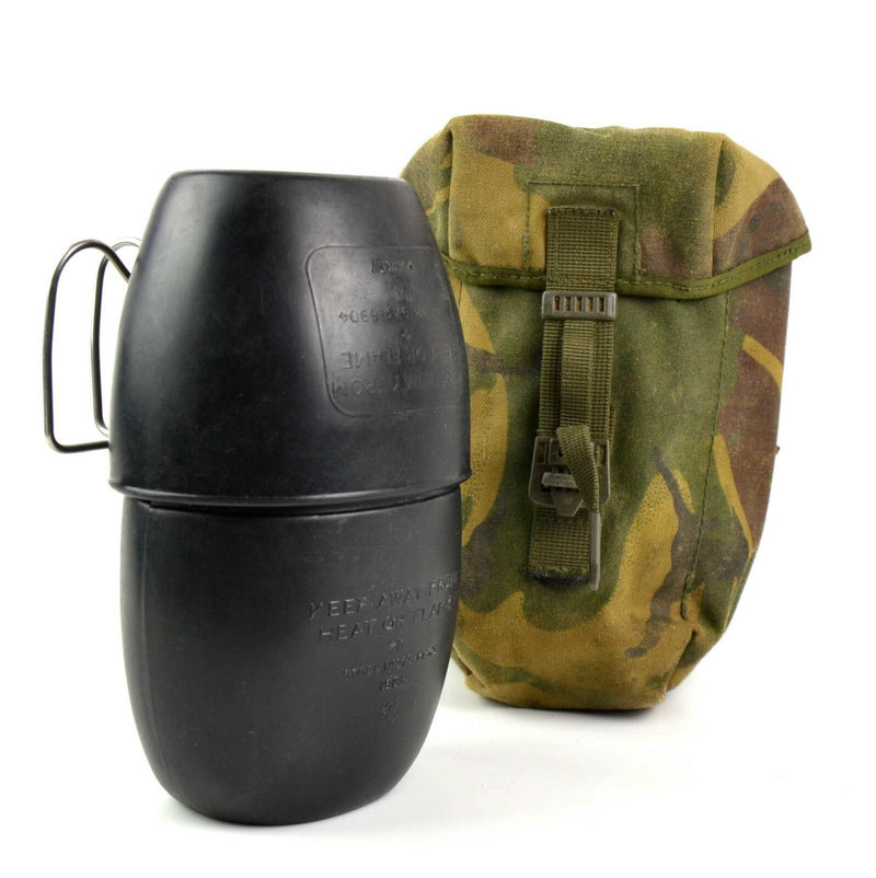 Gourde de l'armée britannique authentique et originale avec tasse et bouteille d'eau de 58 litres avec pochette