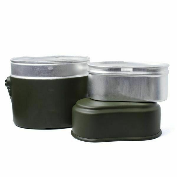 Kit de gamelle de style armée allemande BW Pot de bowler militaire en aluminium 3 pièces kit repro