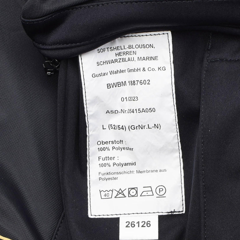 Veste de combat originale de l'armée allemande à fermeture éclair noire softshell col haut NEUF