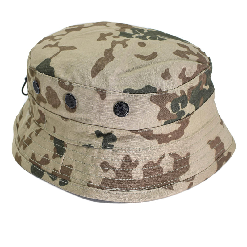 Chapeau de seau style armée allemande de marque TACGEAR, camouflage flecktran ripstop du désert