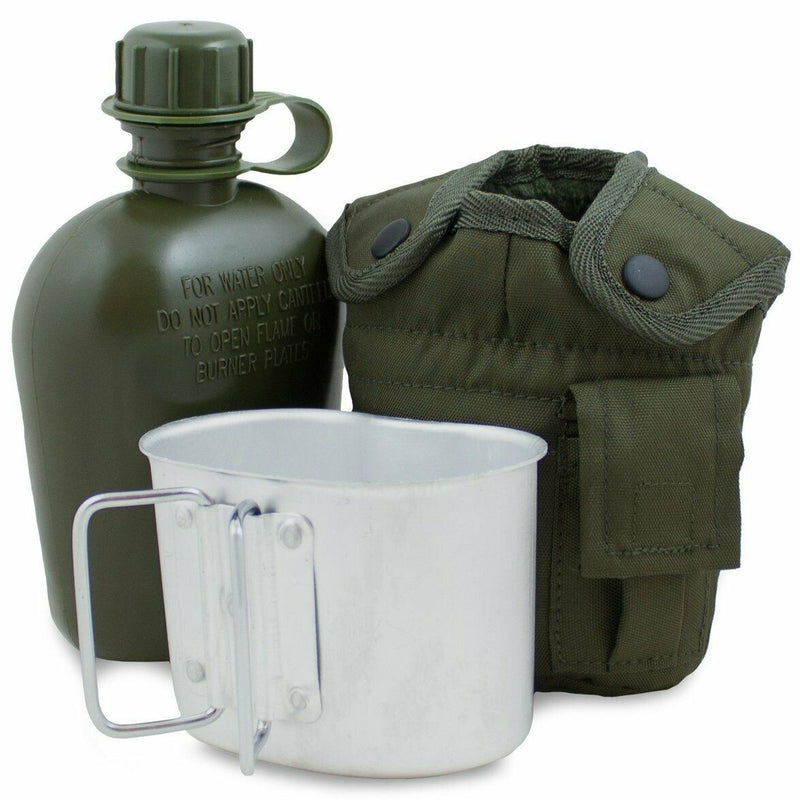Bouteille d'eau M1 de style cantine de l'armée américaine avec couvercle et clips Alice de l'armée américaine