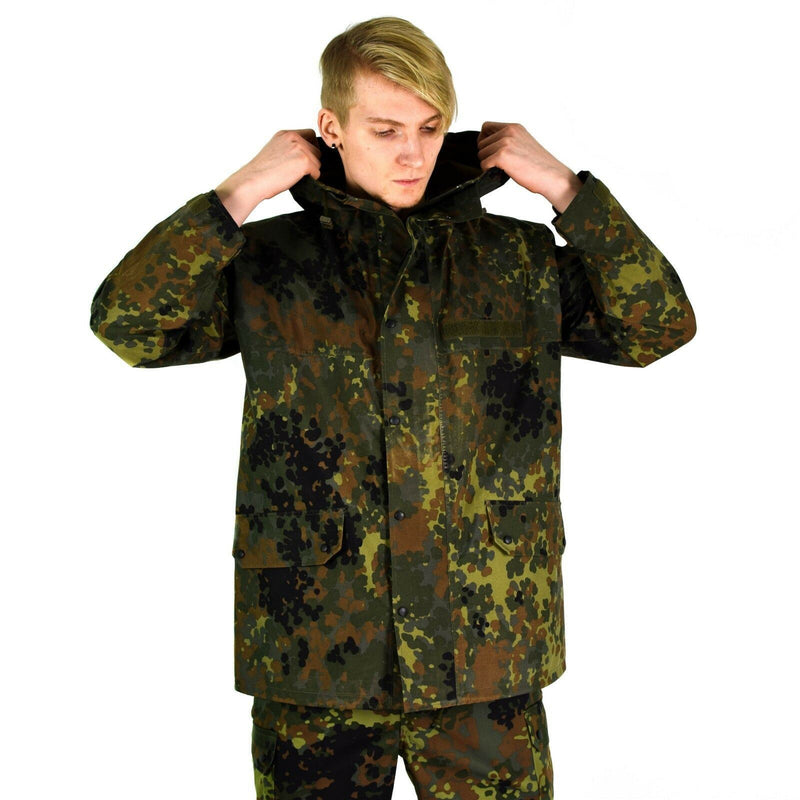 Veste de campagne originale de l'armée allemande GoreTex Flecktarn imperméable à l'eau parka de pluie NEUF