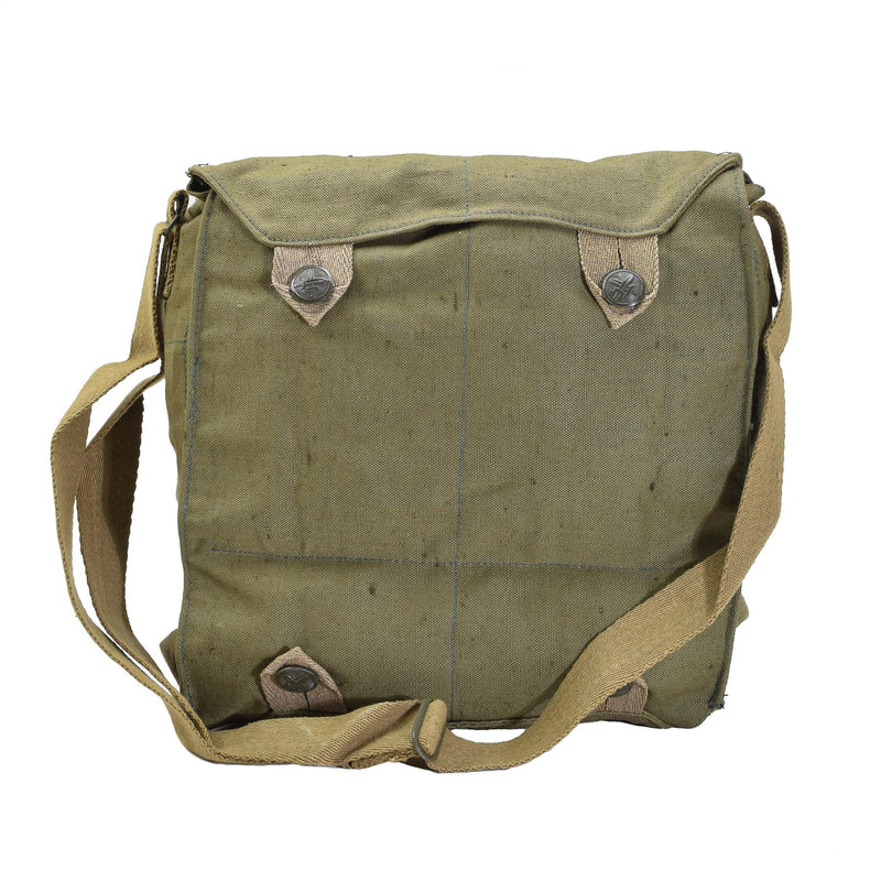 Sac à bandoulière original pour masque à gaz militaire tchèque en toile verte vintage surplus NEUF