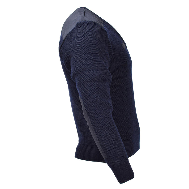 Pull bleu militaire hollandais original en laine à manches longues NEUF