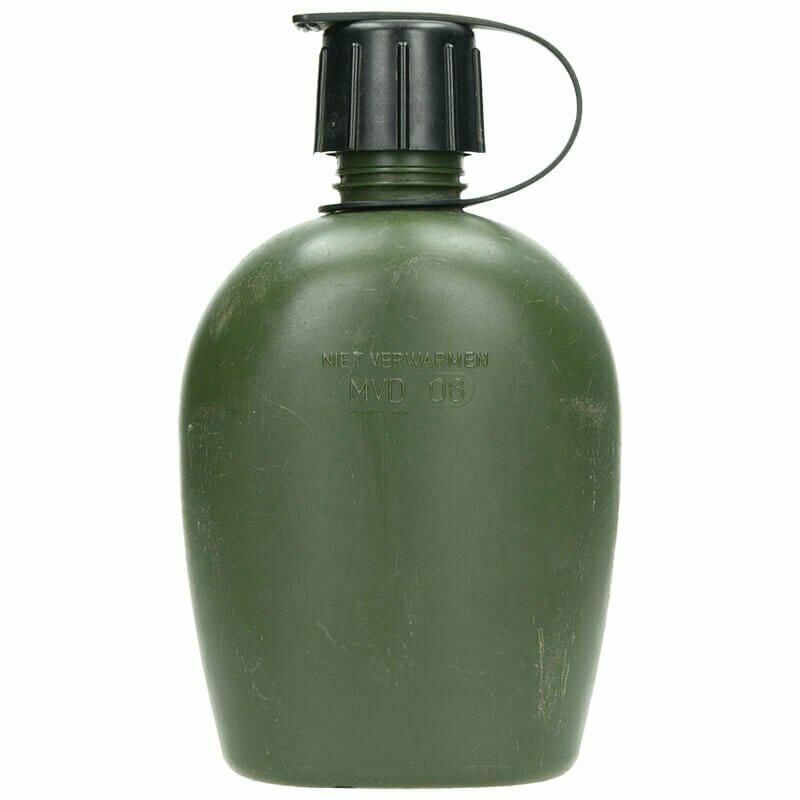 Véritable gourde de l'armée néerlandaise avec pochette et gobelet en acier inoxydable Couvercle avec capuchon DPM camouflage MOLLE