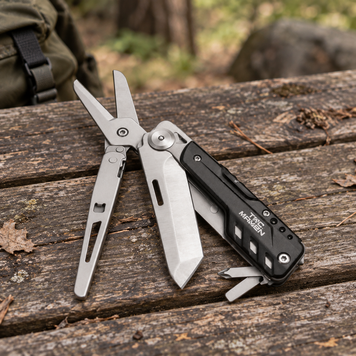 TAC MAVEN Odin Camping Multitool Ciseaux 440 Outil de poche en acier inoxydable Noir