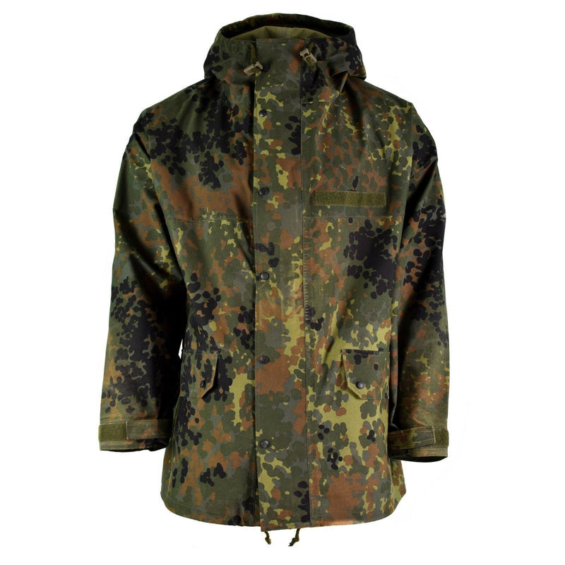 Veste de campagne originale de l'armée allemande GoreTex Flecktarn imperméable à l'eau parka de pluie NEUF