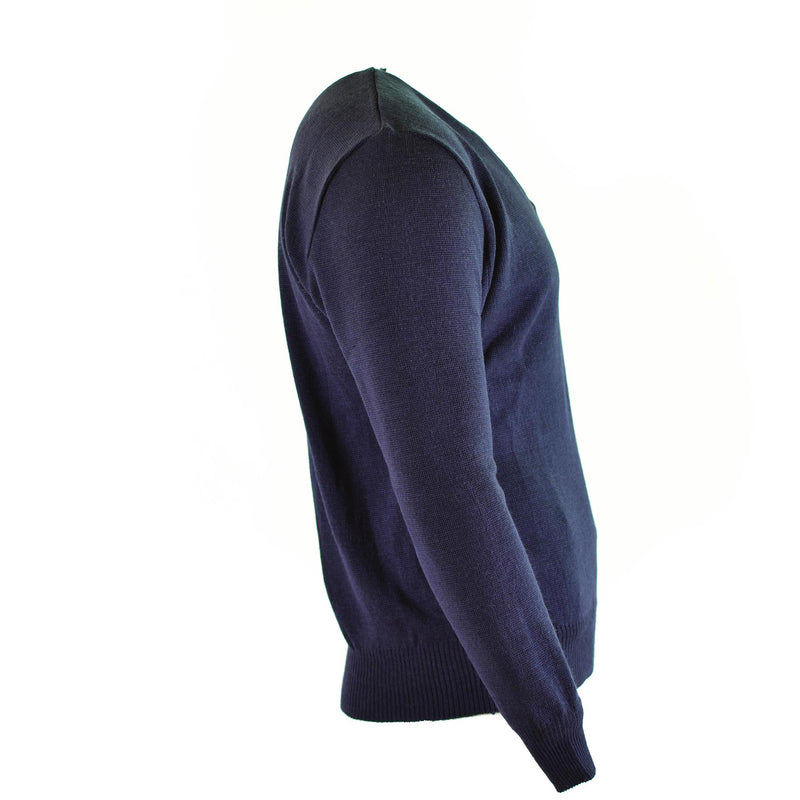 Pull d'origine de l'armée tchèque Pull bleu en laine col V Surplus militaire NEUF