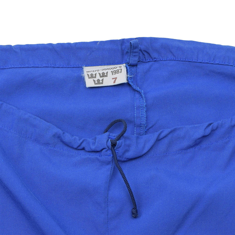 Pantalon de survêtement militaire suédois d'origine, taille réglable, vêtements de travail, bleu