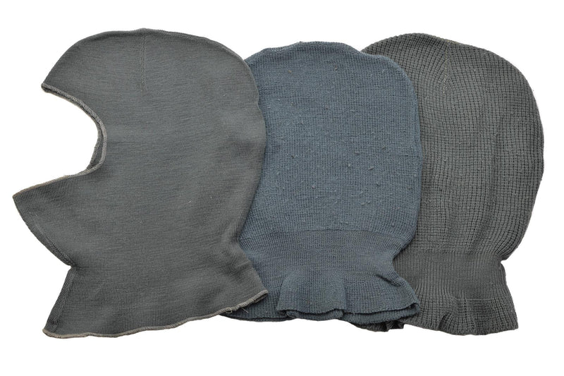 Cagoule militaire suisse originale en laine, masque d'hiver léger et chaud, élastique, gris