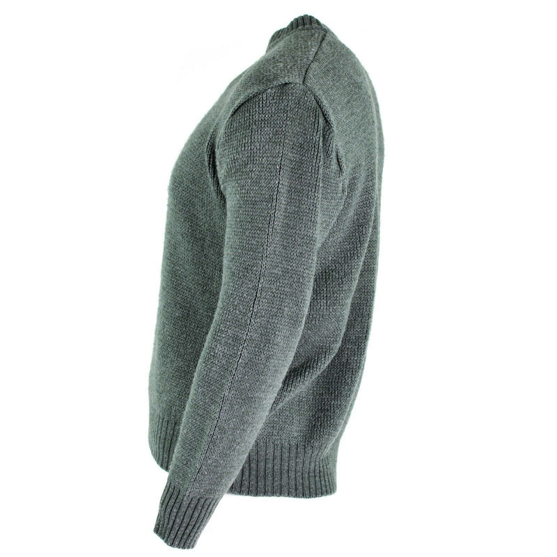 Pull original de l'armée suisse M74 Jumper pull en laine vierge gris avec fermeture éclair