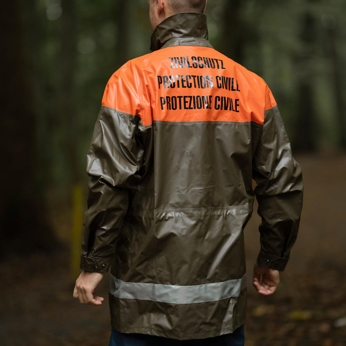 Veste de pluie imperméable originale de la Protection Civile Suisse Manteau Long Olive