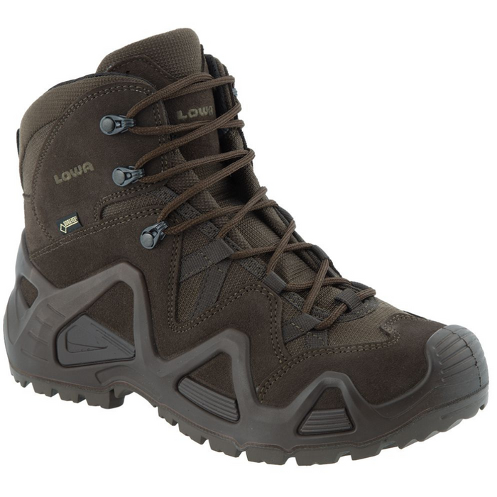 Lowa Zephyr GTX Mid TF Bottes tactiques imperméables avec tige rembourrée marron foncé