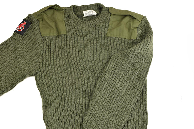 Pull authentique de l'armée britannique Commando en laine verte olive pour homme