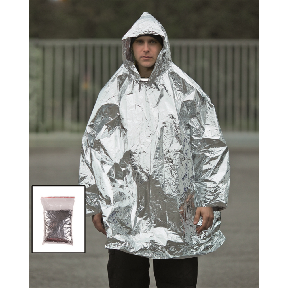 Mil-Tec Poncho de Survie d'Urgence Housse de Pluie Thermique Légère à Capuchon