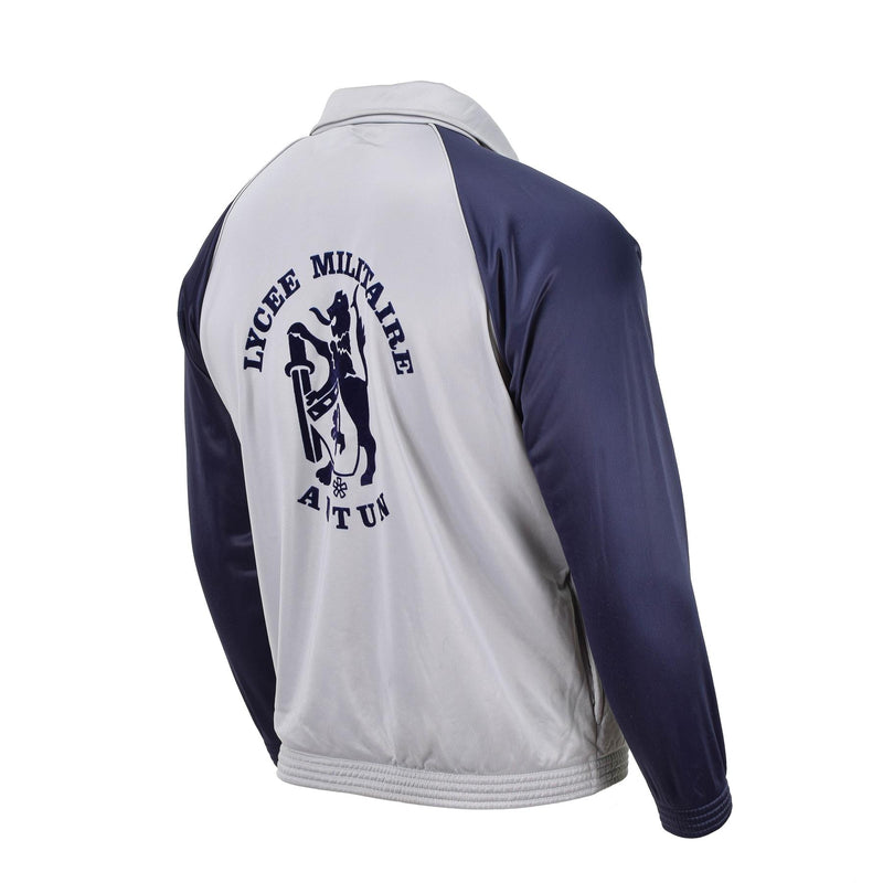 Véritable sweat-shirt école militaire française veste de sport course randonnée gris bleu