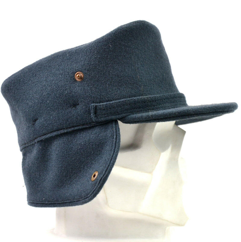 Chapeau d'hiver en laine de l'armée suédoise d'origine. Casquette d'hiver bleue suédoise NEUF