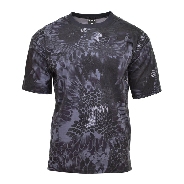 T-shirt de style armée américaine MFH à manches courtes, maillot de corps respirant, motif camouflage serpent
