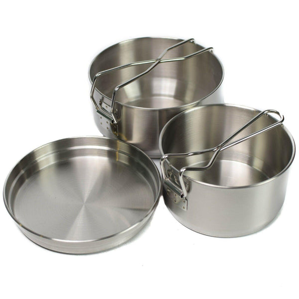 Réchaud de camping Bushcraft de l'armée tchèque Kit de cuisine militaire en acier inoxydable 3 pièces
