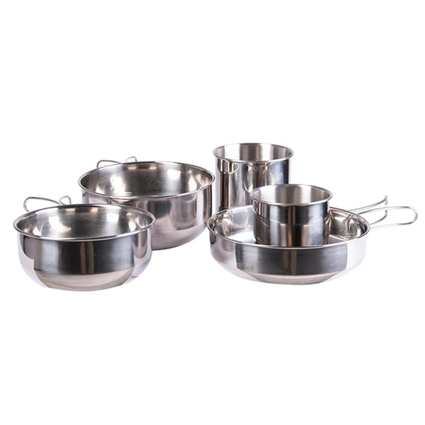 Ensemble de cuisine MIL-TEC en acier inoxydable 5 pièces ustensiles de cuisine camping ustensiles de plein air