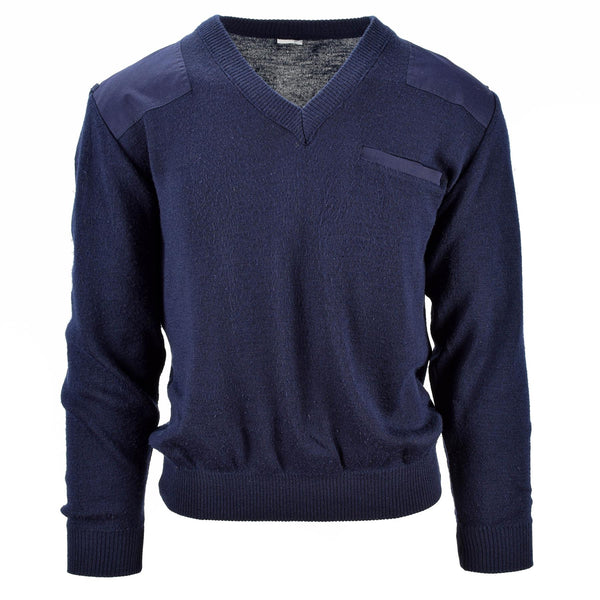 Pull militaire néerlandais authentique Pull militaire bleu Pull officier col en V pour homme