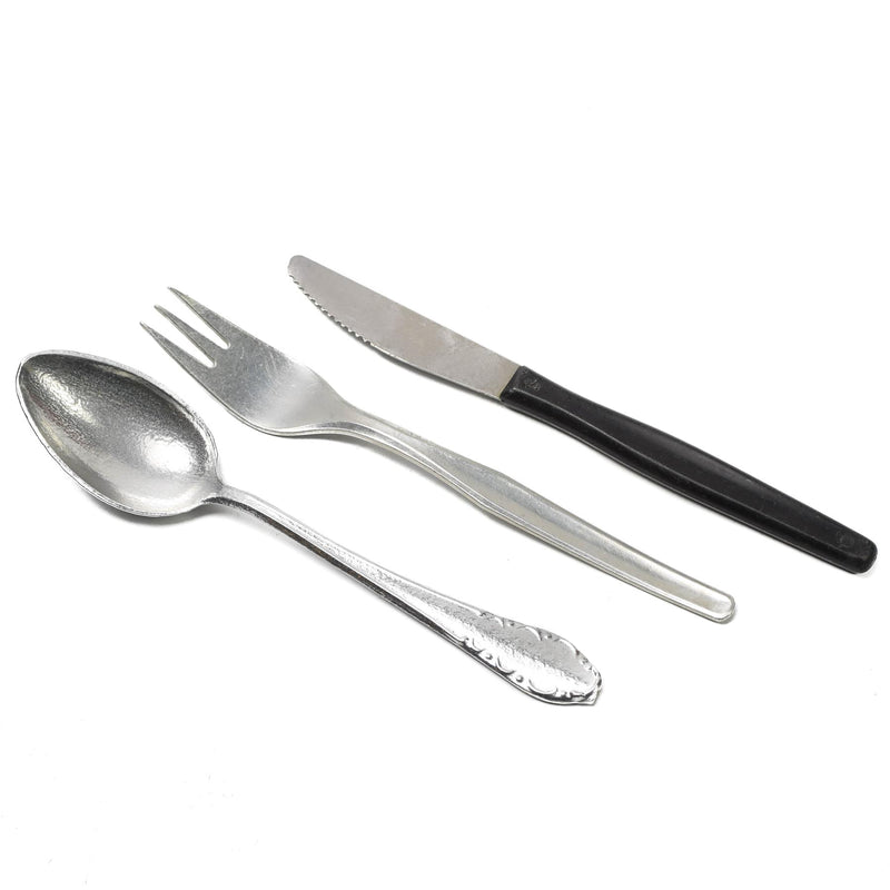 Véritable ensemble de couverts en aluminium de l'armée tchèque 3 pièces sac blanc surplus militaire
