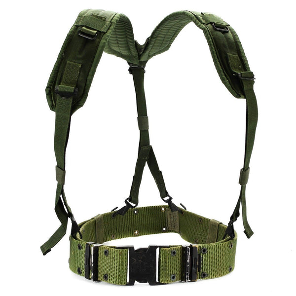 Ceinture à bretelles en toile originale de l'armée américaine LC-2 pistolet militaire vert