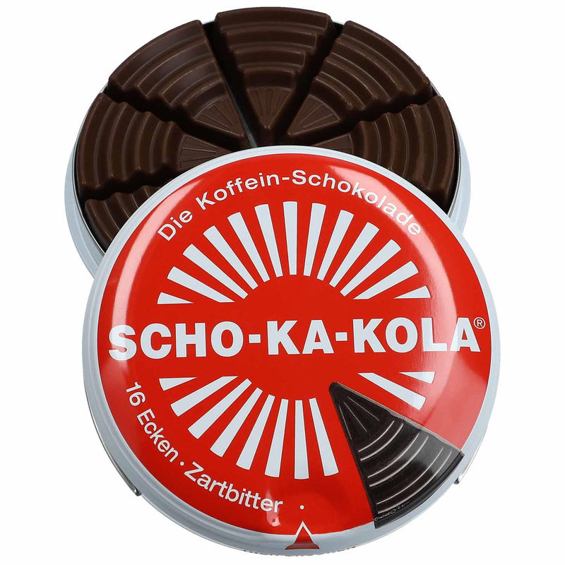 Chocolat noir énergétique allemand SCHO-KA-KOLA Caféine et noix de cola Boîte de 100 g