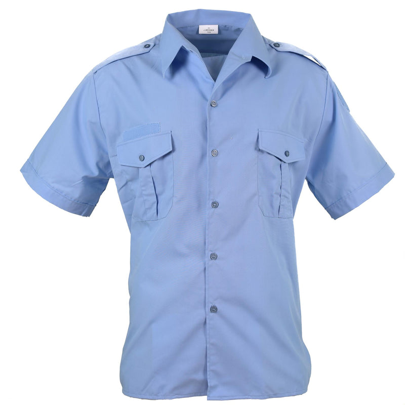 Chemise à manches courtes en coton bleu véritable de la police militaire française Gendarme NEUF