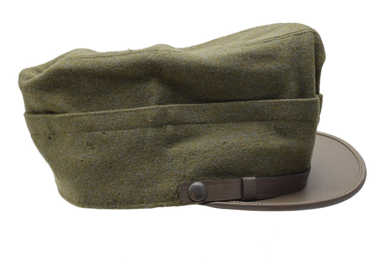 Casquette de campagne militaire italienne originale snapback en laine olive légère vintage