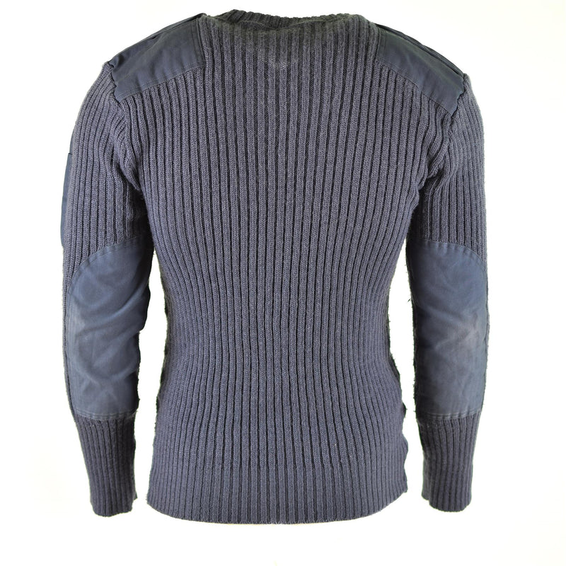 Pull original de l'armée britannique Commando Jumper Pull bleu gris en laine à col en V