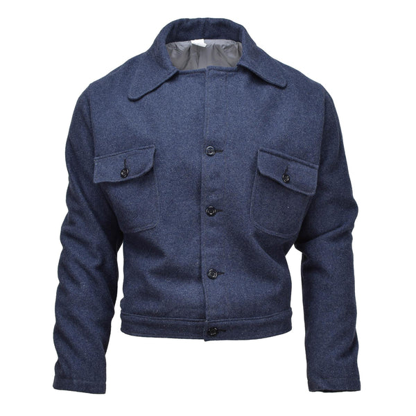 Veste vintage ike originale de l'armée italienne en laine, chemisier, robe, uniforme, bleu