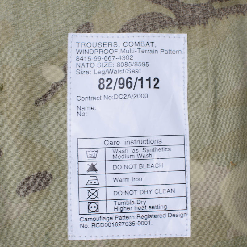 Pantalon de combat militaire MTP authentique de l'armée britannique pour troupes de campagne, coupe-vent